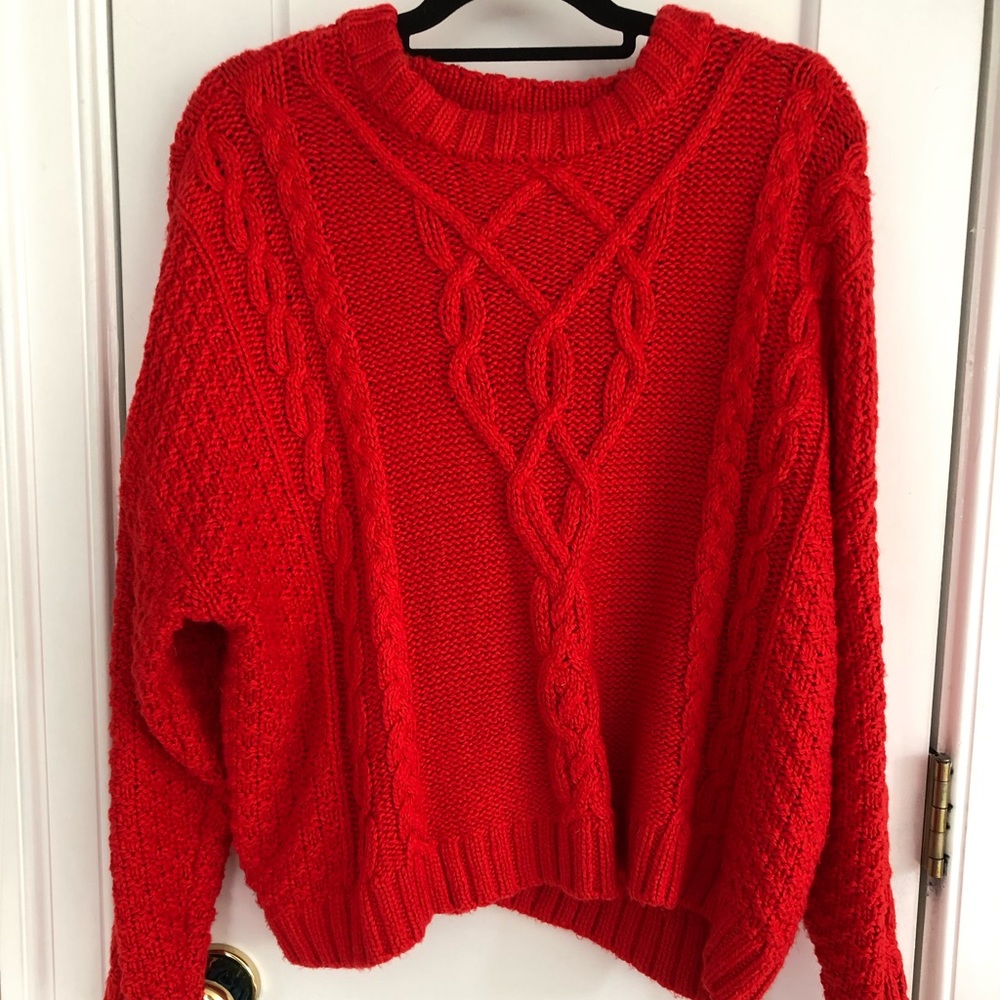 Red soft chunky sweater